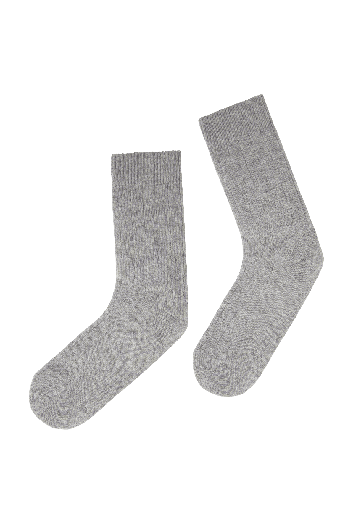 Chaussettes Unies Cachemire et Soie - Gris Chiné