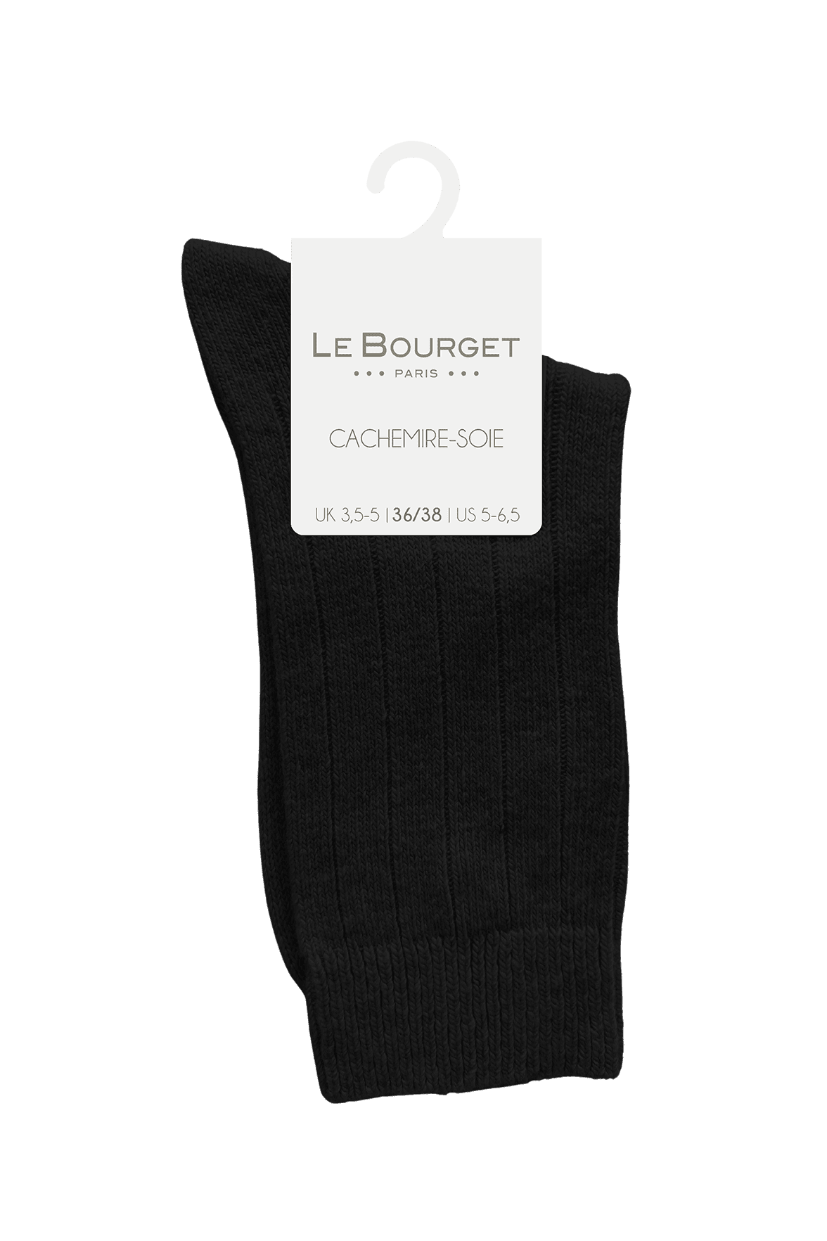Chaussettes Unies Cachemire et Soie - Noir Chiné