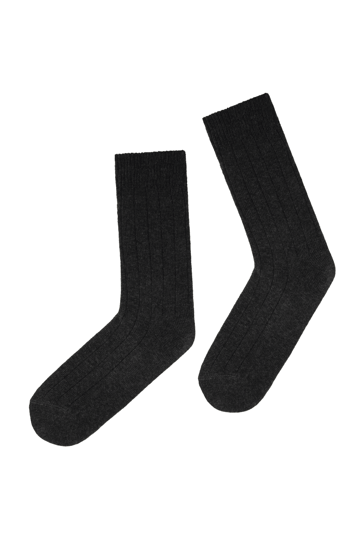 Chaussettes Unies Cachemire et Soie - Noir Chiné