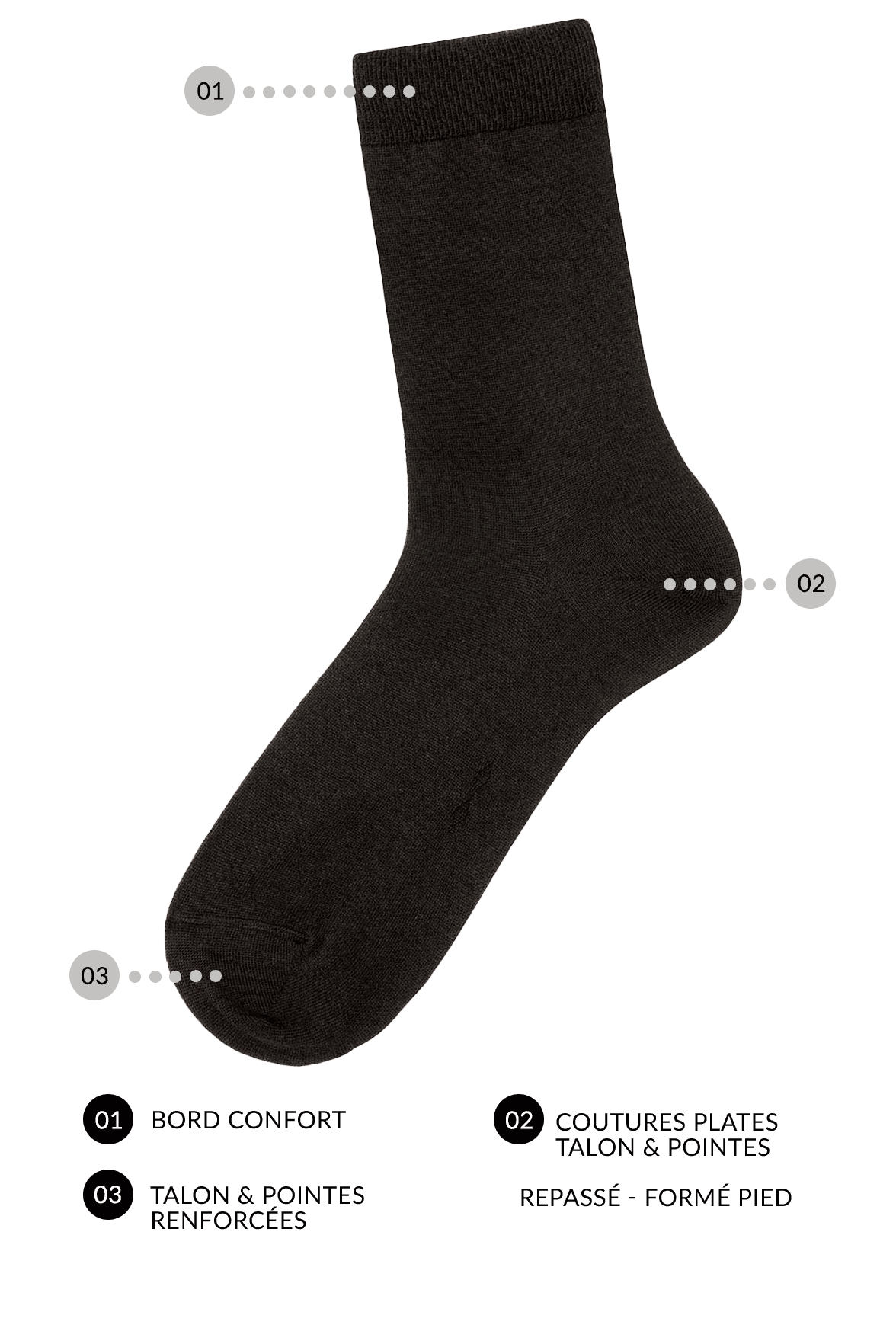 Chaussettes Unies en Laine - Noir