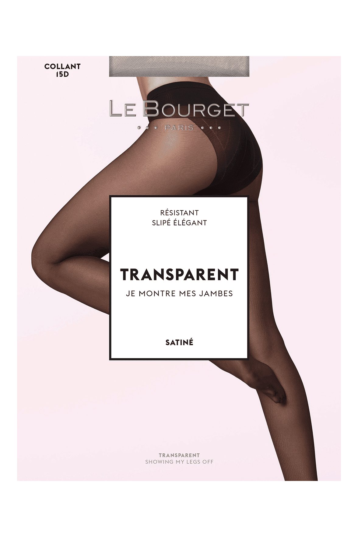 Collant Transparent Satiné Résistant Slipé Élégant 15D - Noir
