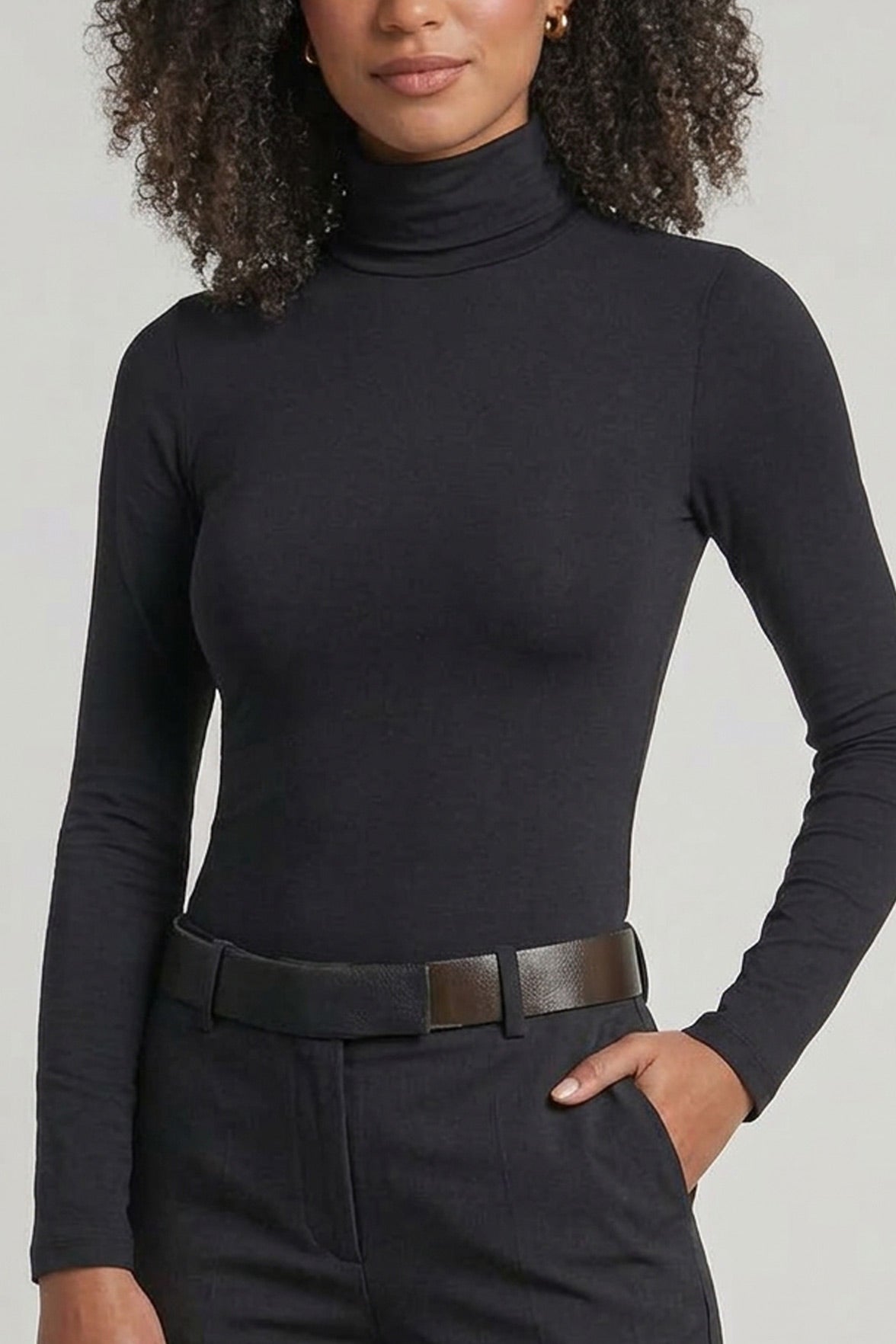 Top Manches Longues Col Roulé Pure Skin - Noir