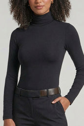Top Manches Longues Col Roulé Pure Skin - Noir