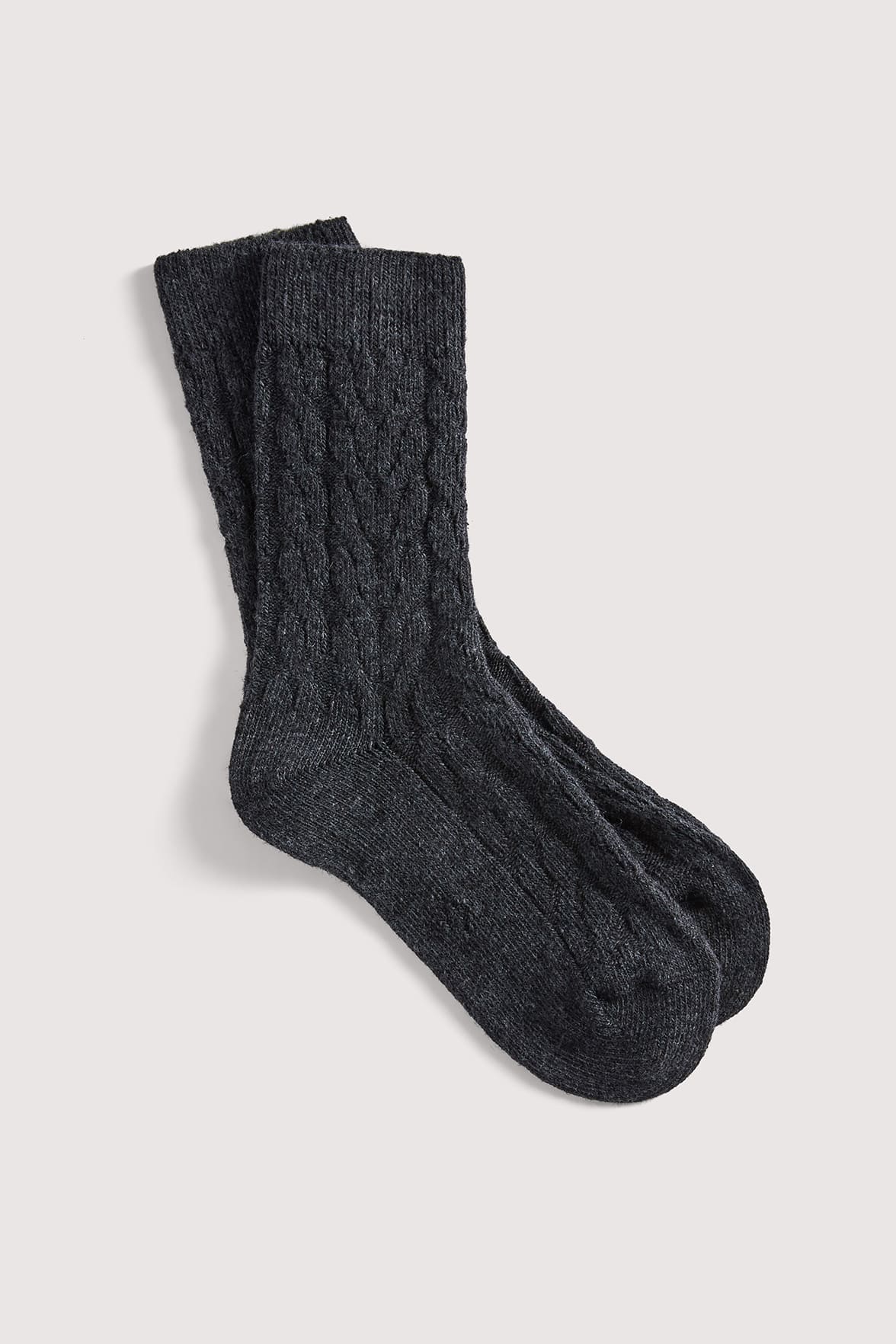 Chaussettes Motif Torsades en Coton et Laine d'Alpaga - Anthracite