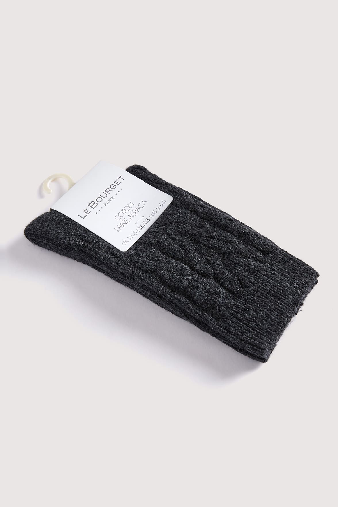 Chaussettes Motif Torsades en Coton et Laine d'Alpaga - Anthracite