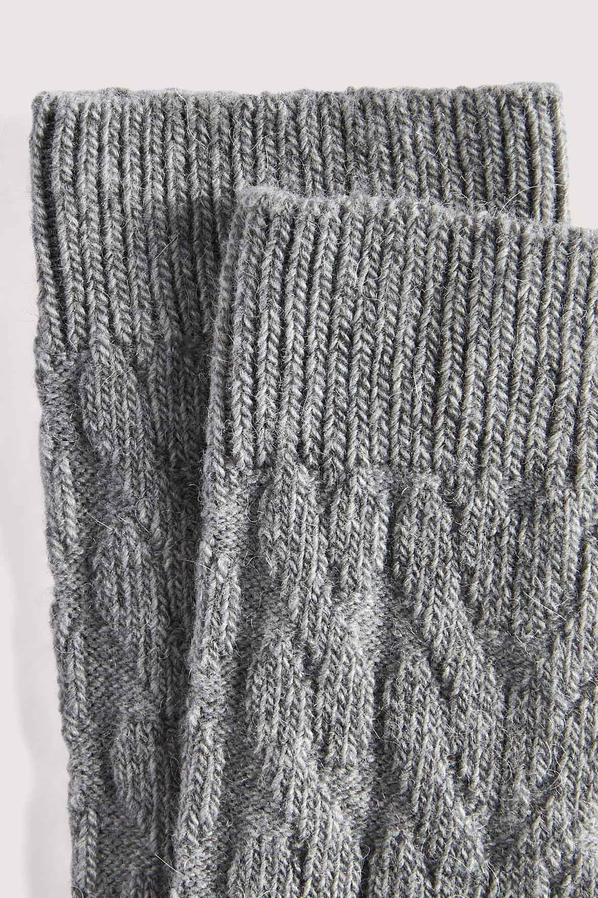 Chaussettes Motif Torsades en Coton et Laine d'Alpaga - Gris Chiné