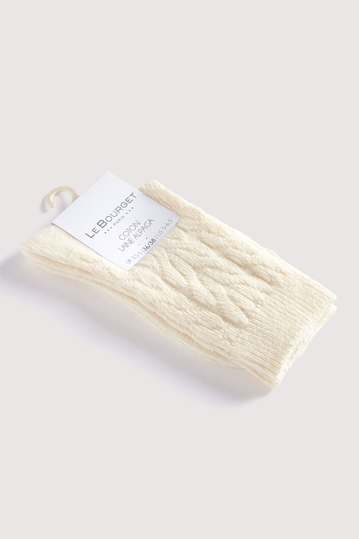 Chaussettes Motif Torsades en Coton et Laine d'Alpaga - Naturel
