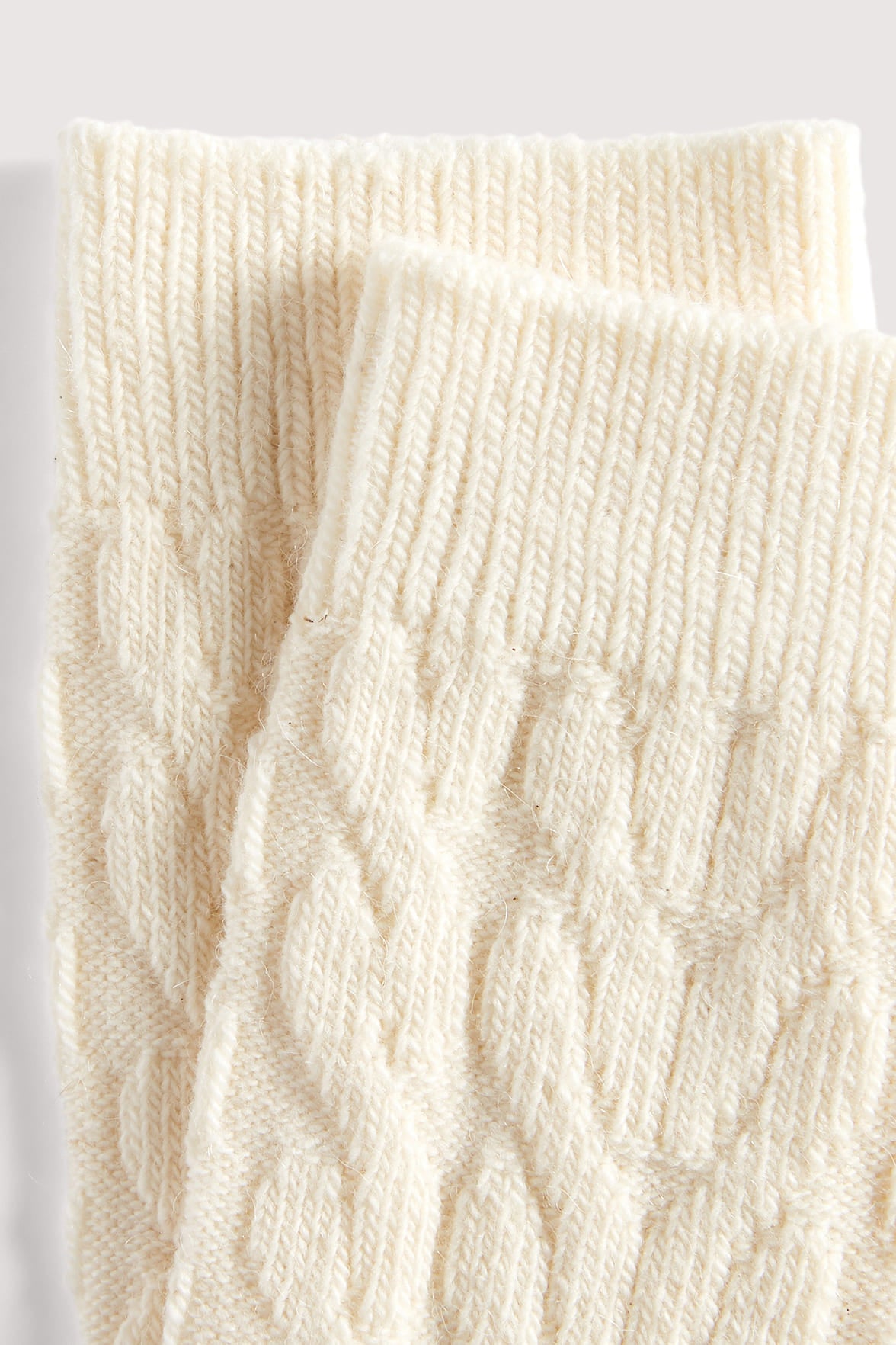 Chaussettes Motif Torsades en Coton et Laine d'Alpaga - Naturel