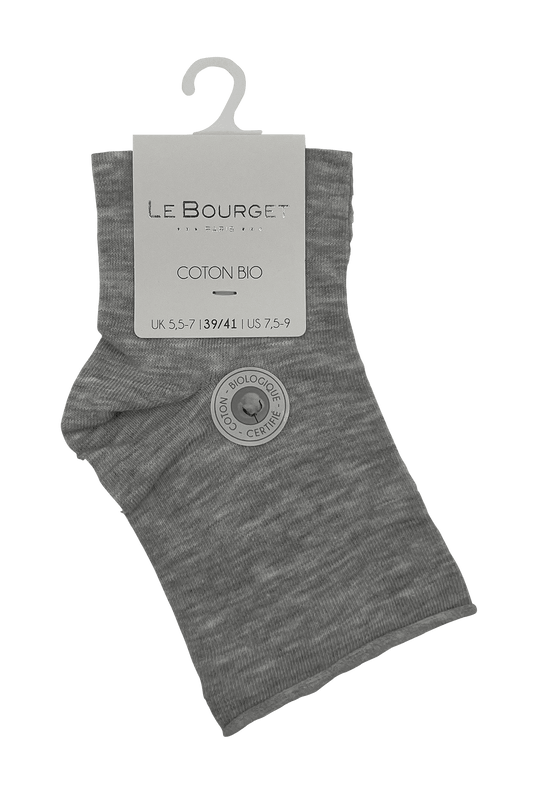 Socquettes Bord Roulotté en Coton Bio - Argent