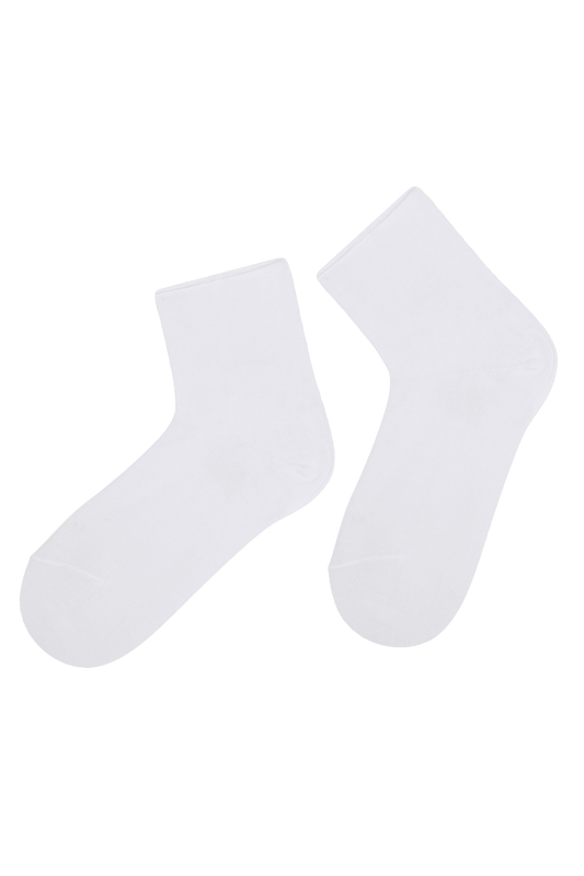 Socquettes Bord Roulotté en Coton Bio - Blanc