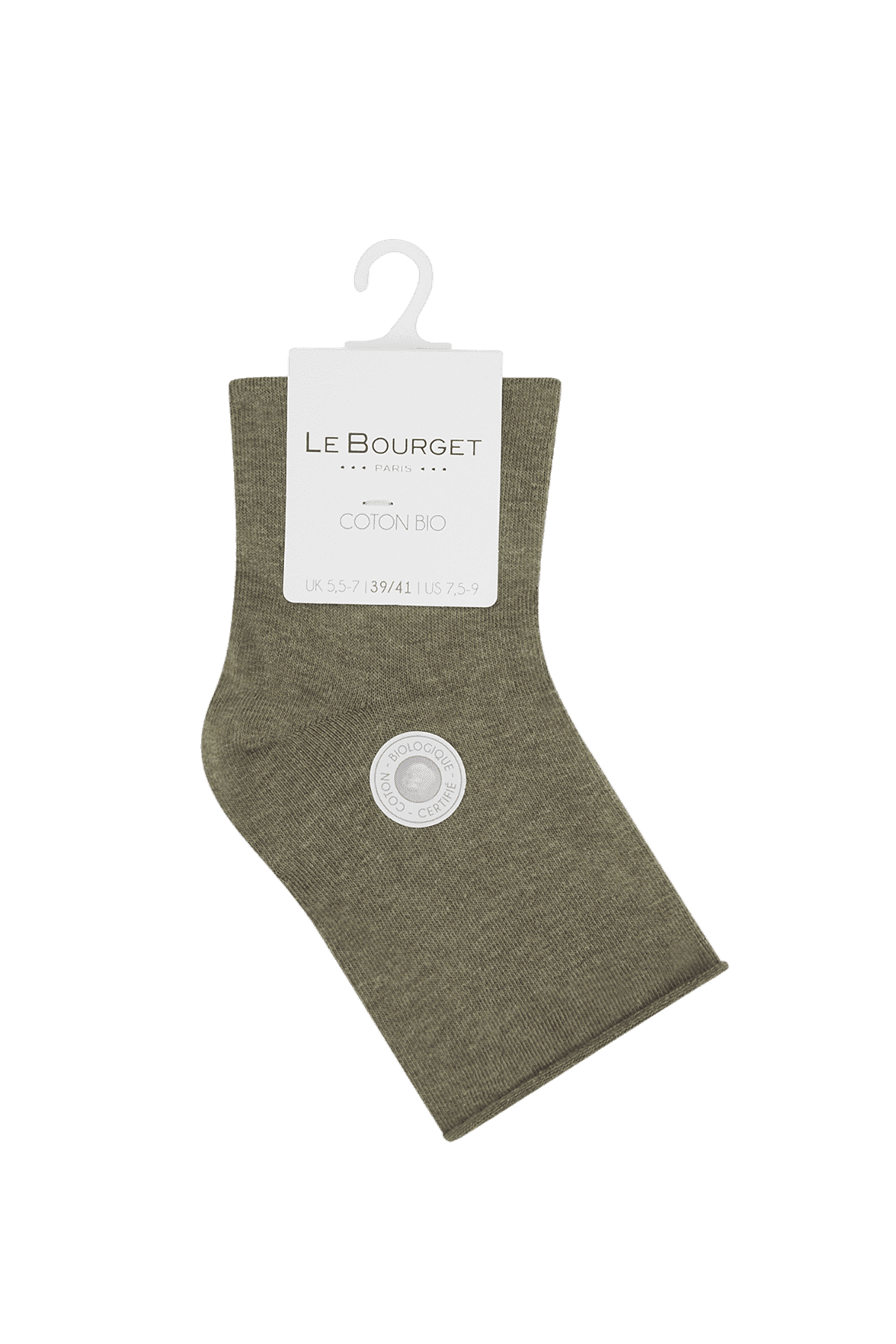 Socquettes Bord Roulotté en Coton Bio - Kaki