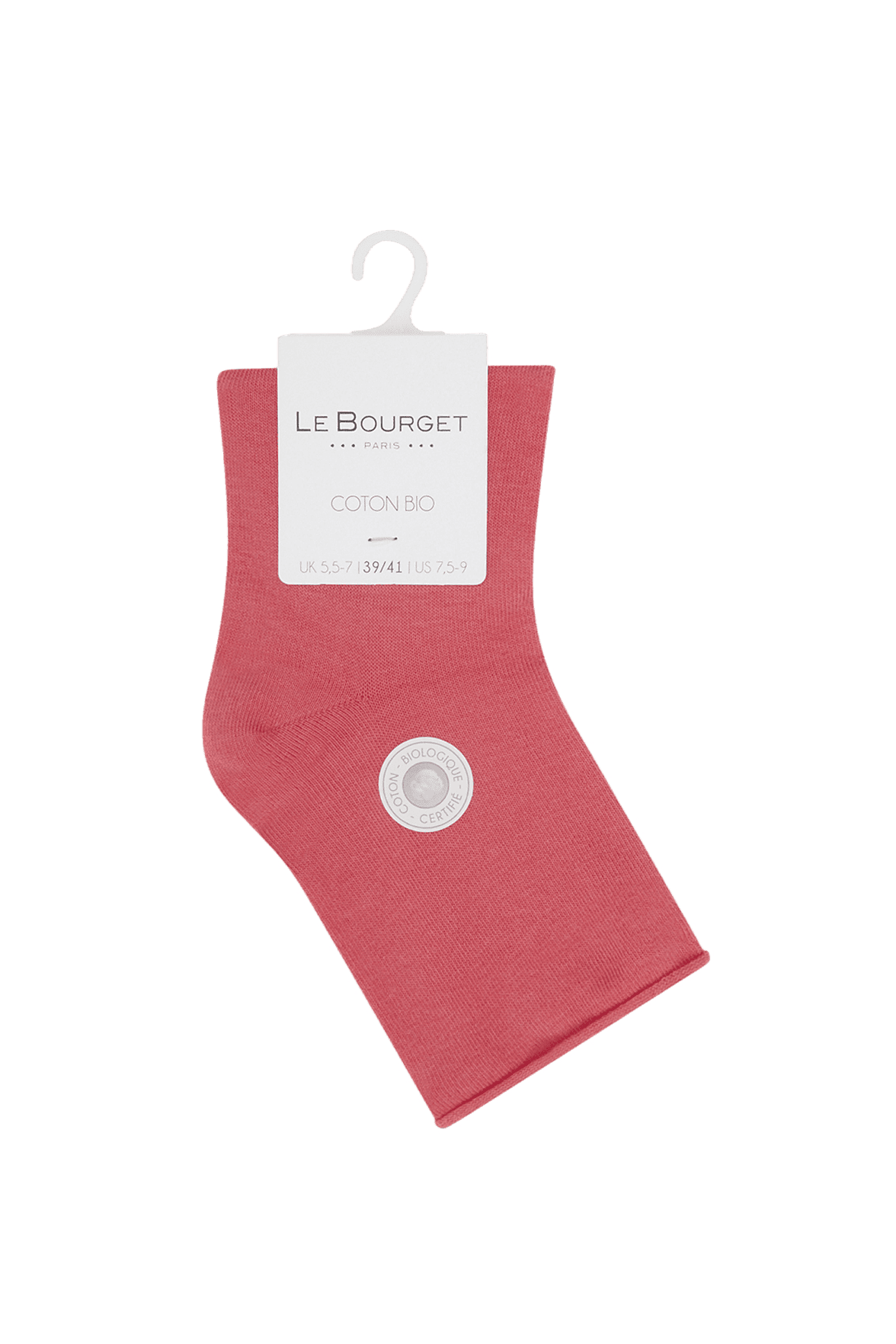 Socquettes Bord Roulotté en Coton Bio - Magenta