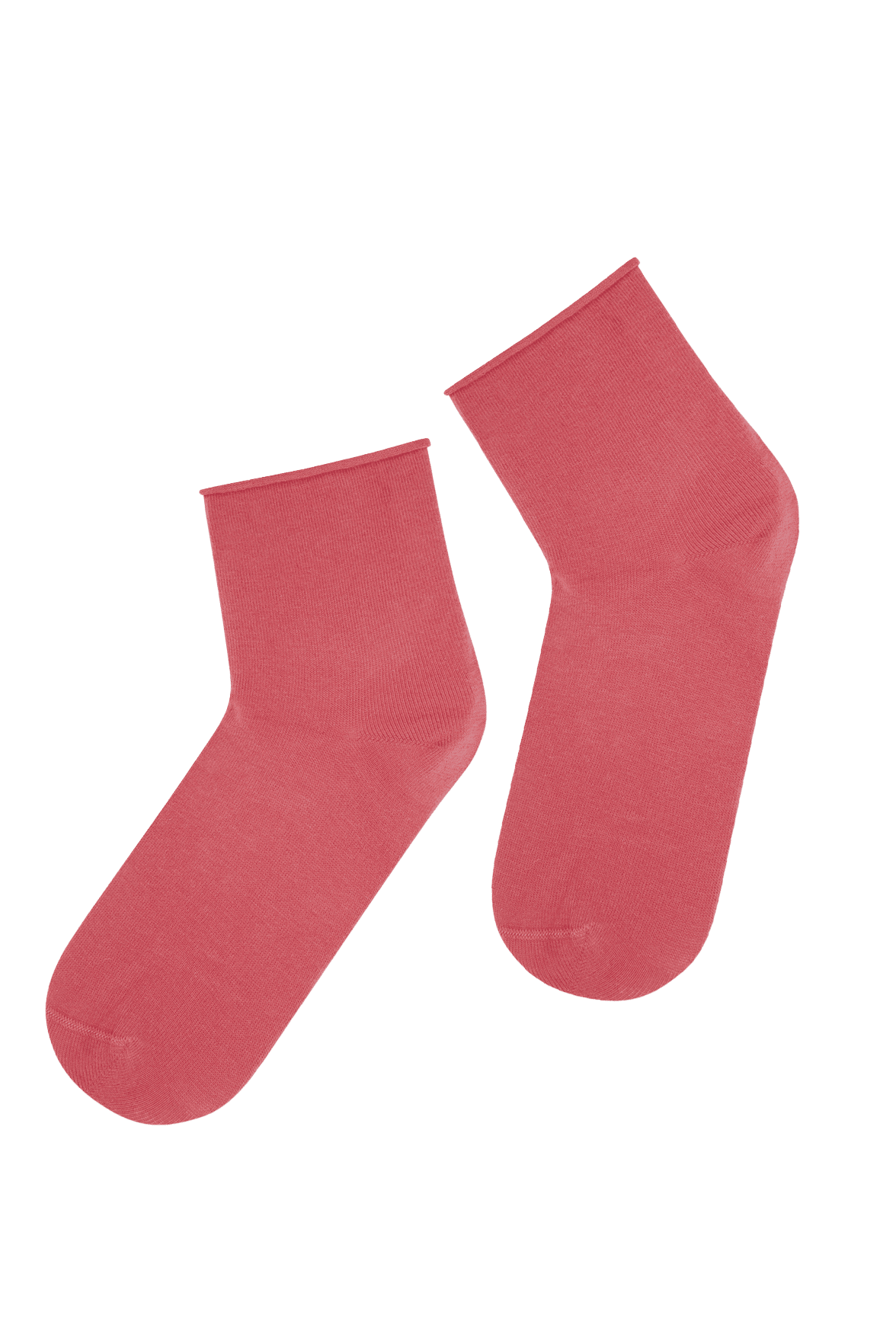 Socquettes Bord Roulotté en Coton Bio - Magenta