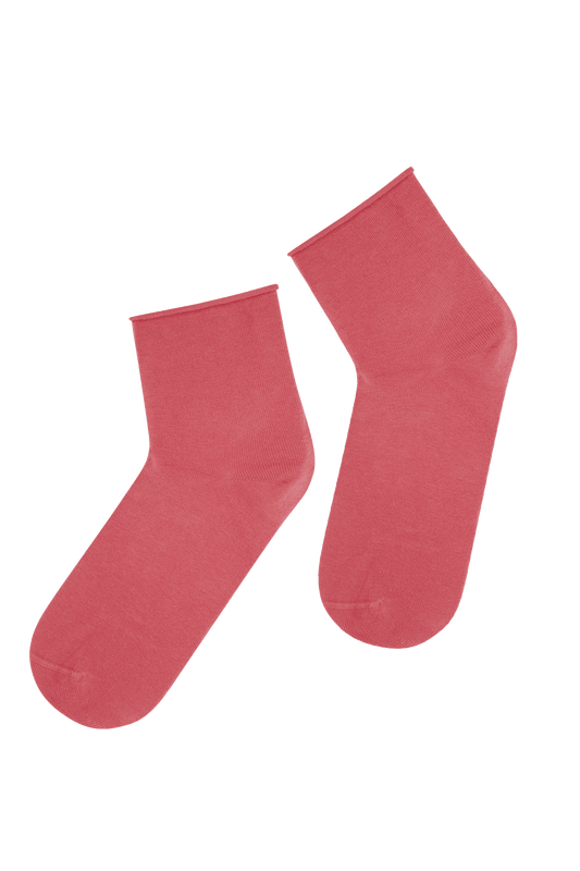 Socquettes Bord Roulotté en Coton Bio - Magenta