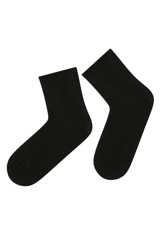 Socquettes Bord Roulotté en Coton Bio - Noir