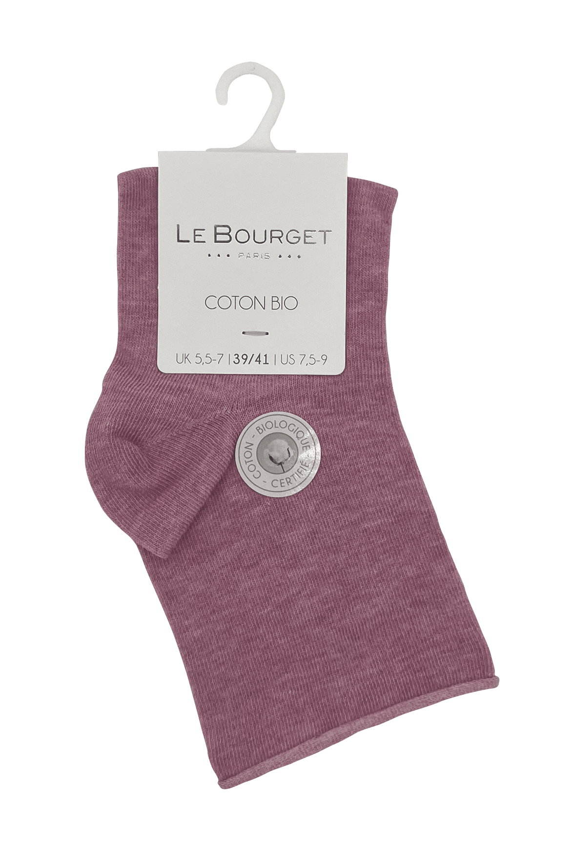 Socquettes Bord Roulotté en Coton Bio - Rose Chiné