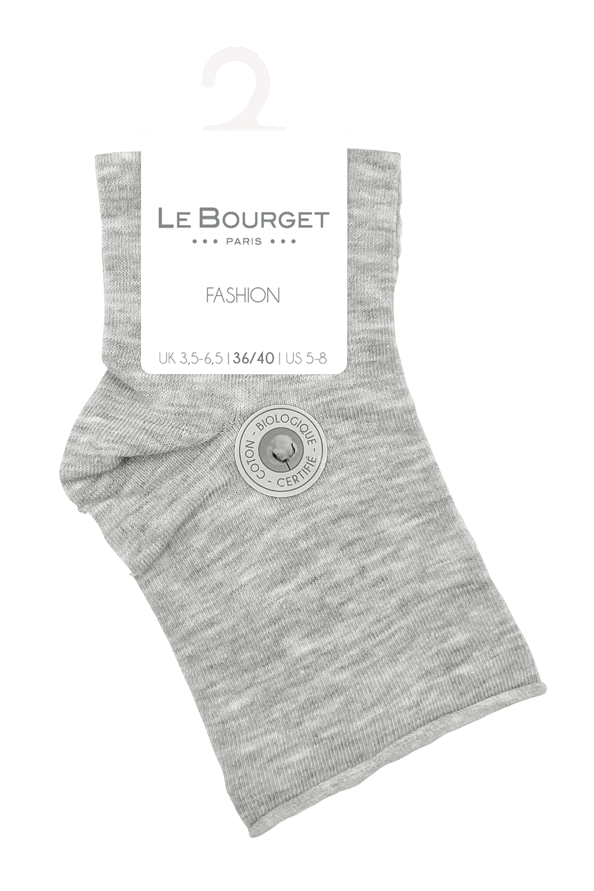 Socquettes Bord Roulotté en Coton Bio - Argent