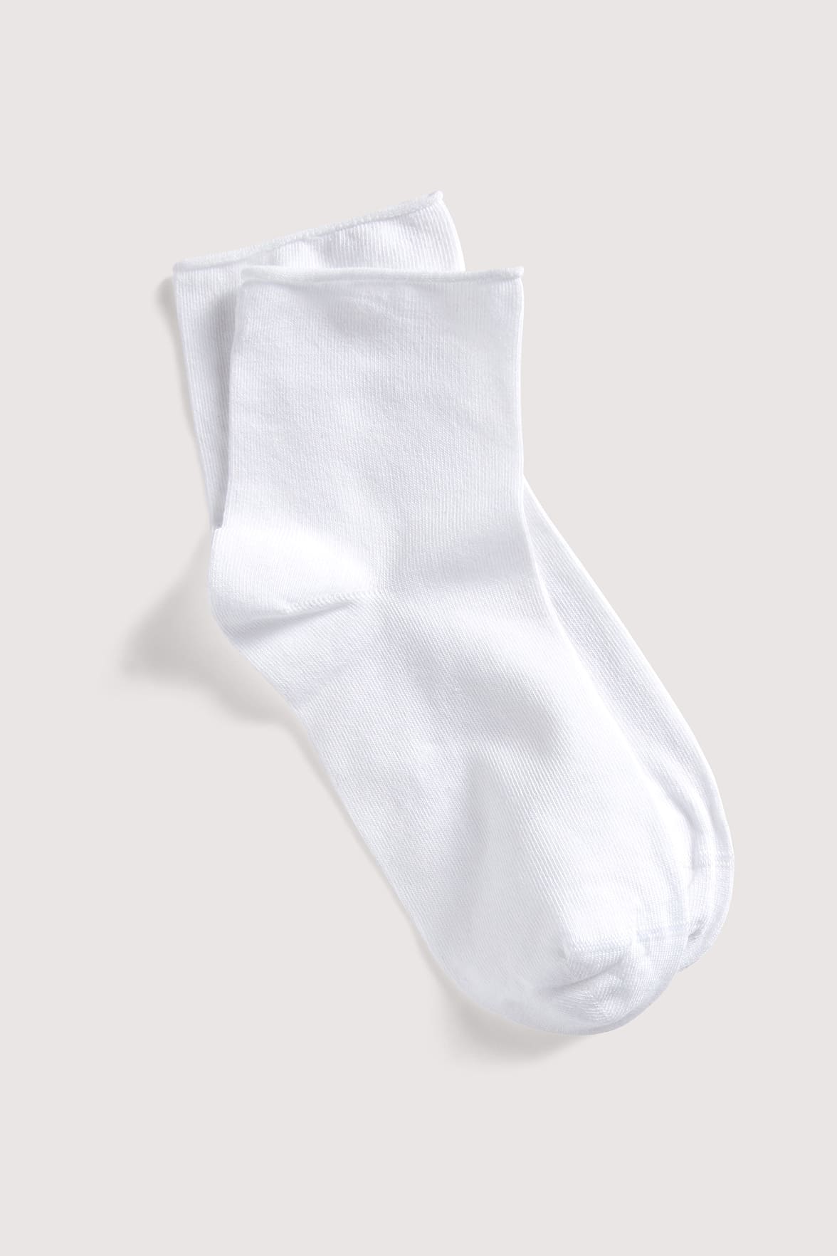Socquettes Bord Roulotté en Coton Bio - Blanc