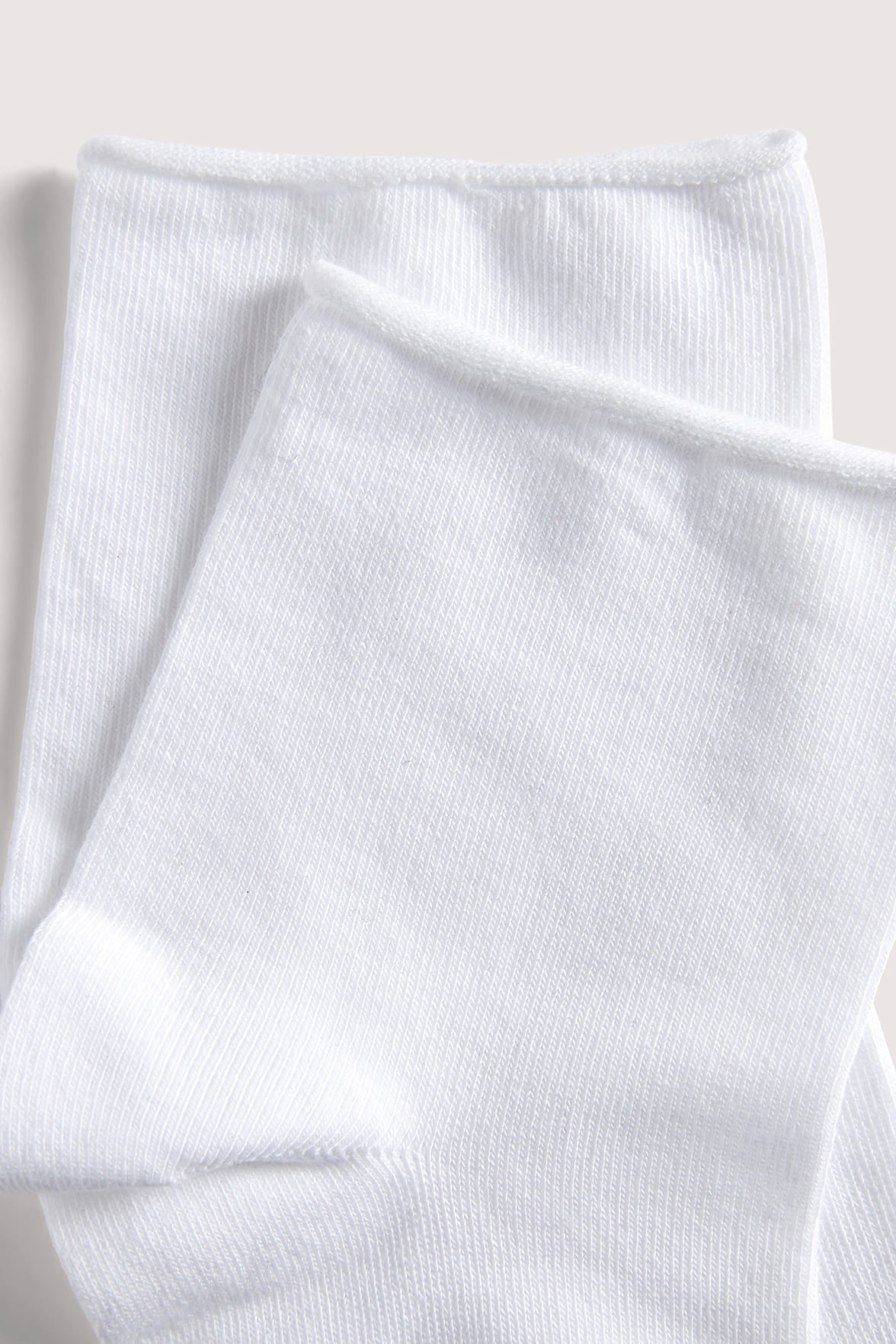 Socquettes Bord Roulotté en Coton Bio - Blanc
