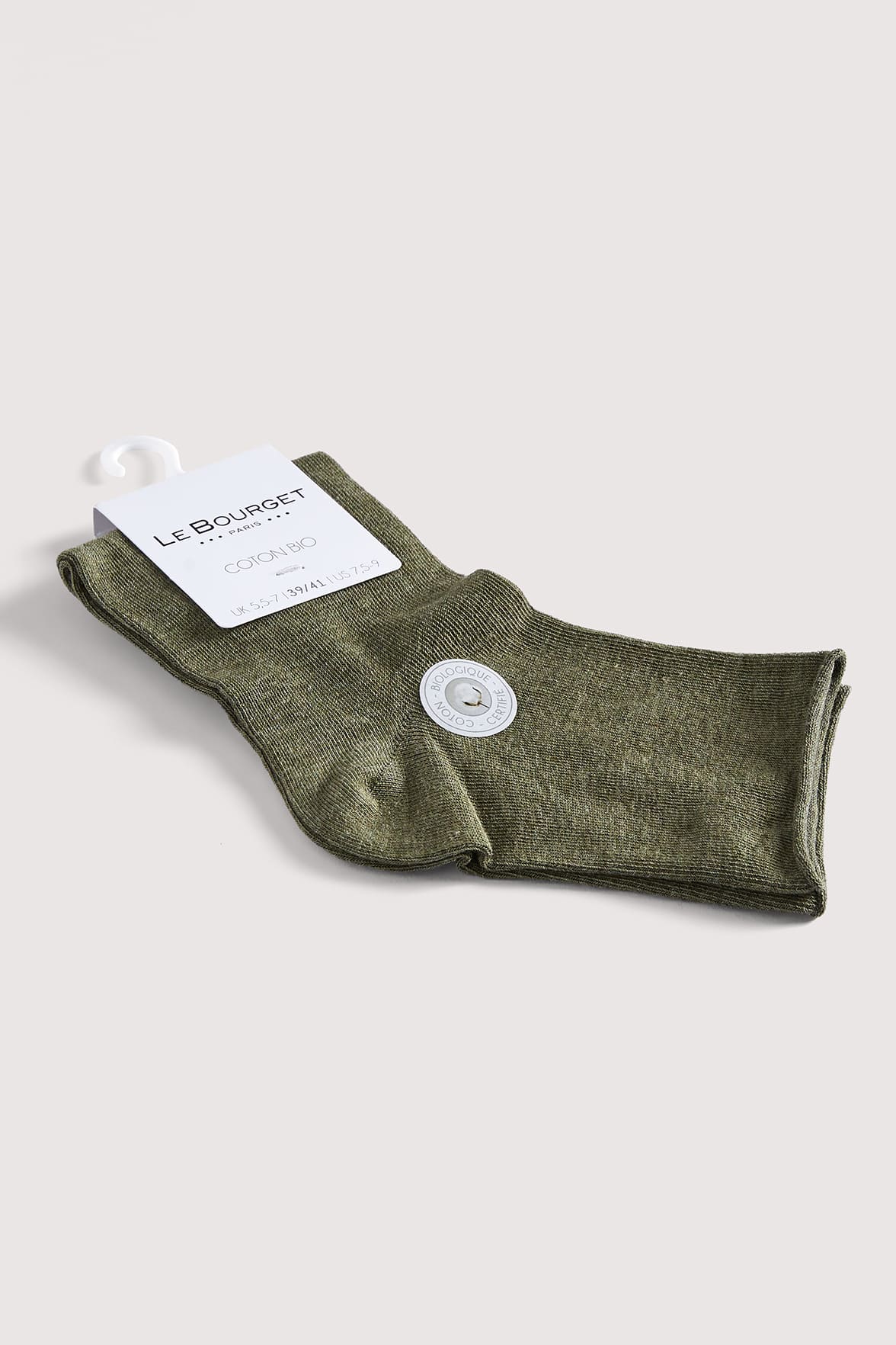 Socquettes Bord Roulotté en Coton Bio - Kaki