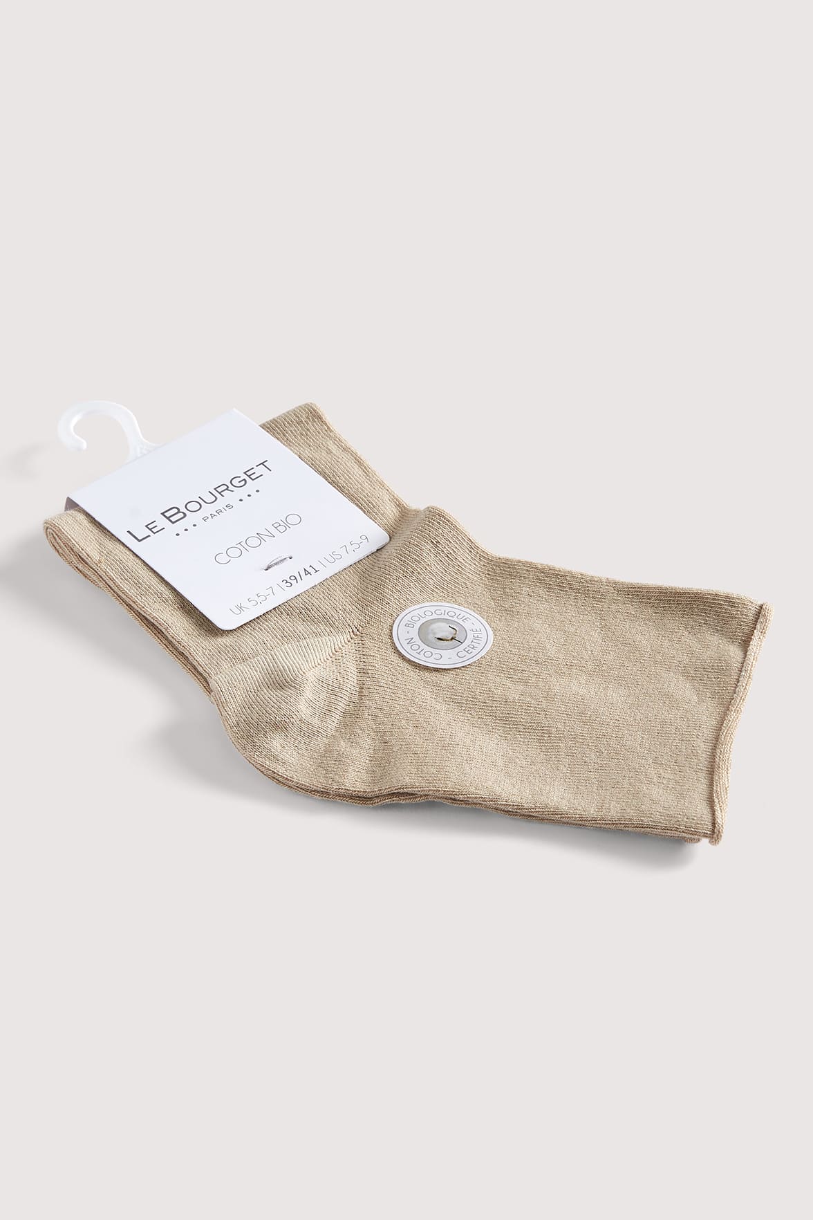 Socquettes Bord Roulotté en Coton Bio - Sable