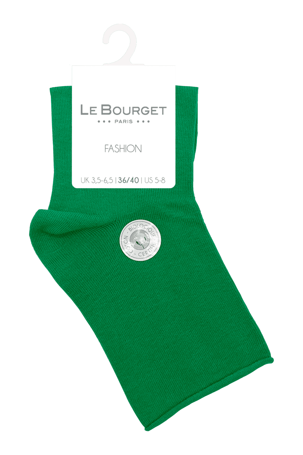 Socquettes Bord Roulotté en Coton Bio - Vert Jardin