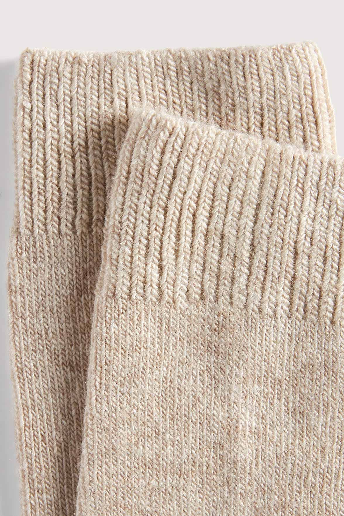 Chaussettes Unies en Cachemire et Soie - Beige Chiné