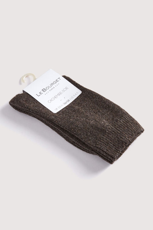 Chaussettes Unies en Cachemire et Soie - Écorce