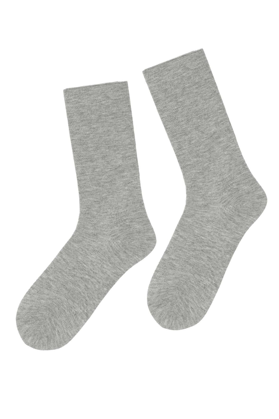 Chaussettes Unies Bord Roulotté en Modal et Cachemire - Gris Chiné
