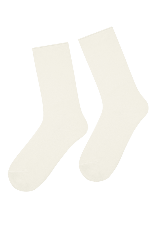 Chaussettes Unies Bord Roulotté en Modal et Cachemire - Naturel