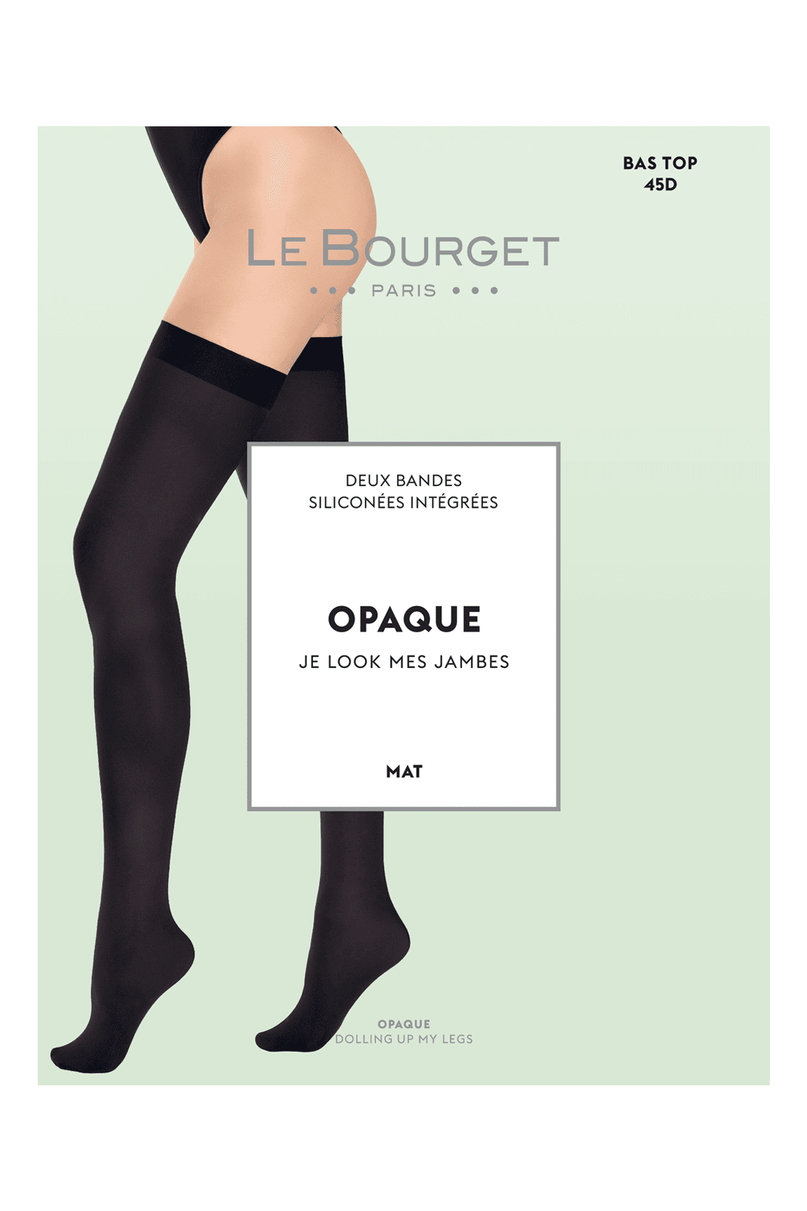 Bas-Top Opaque Mat 50D Avec Bandes Siliconées Intégrées - Noir