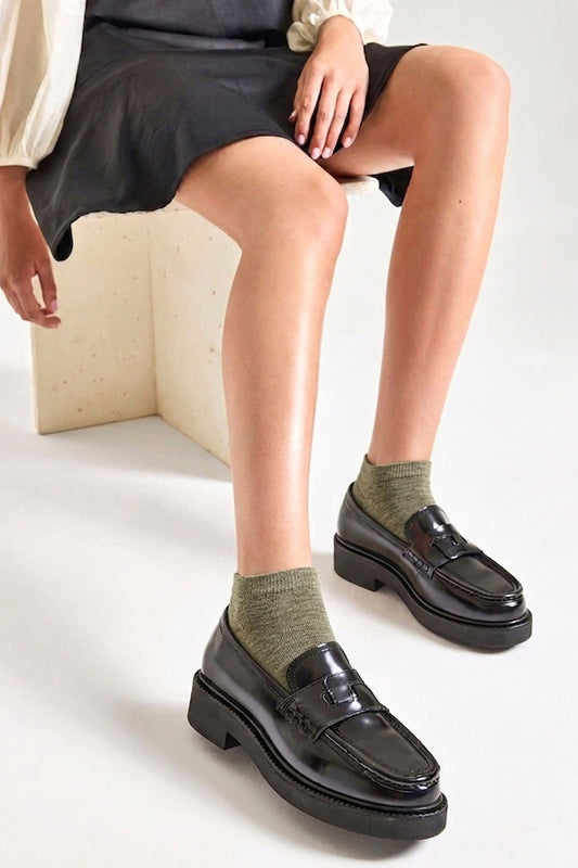 Socquettes Ultra-Courtes en Coton Bio - Kaki