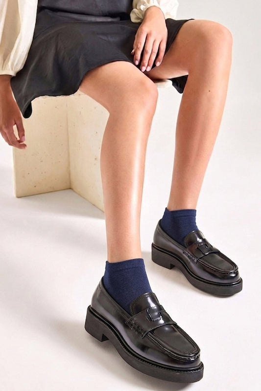Socquettes Ultra-Courtes en Coton Bio - Marine