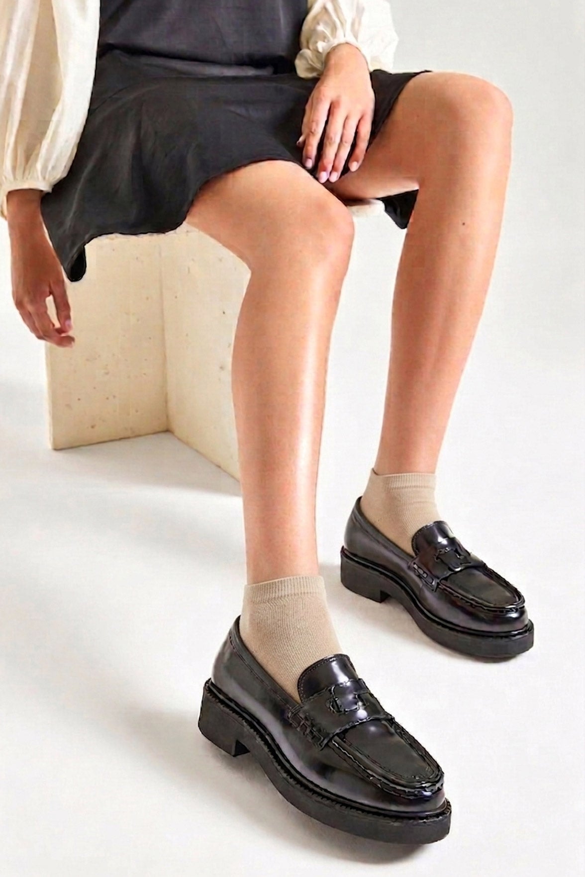 Socquettes Ultra-Courtes en Coton Bio - Sable