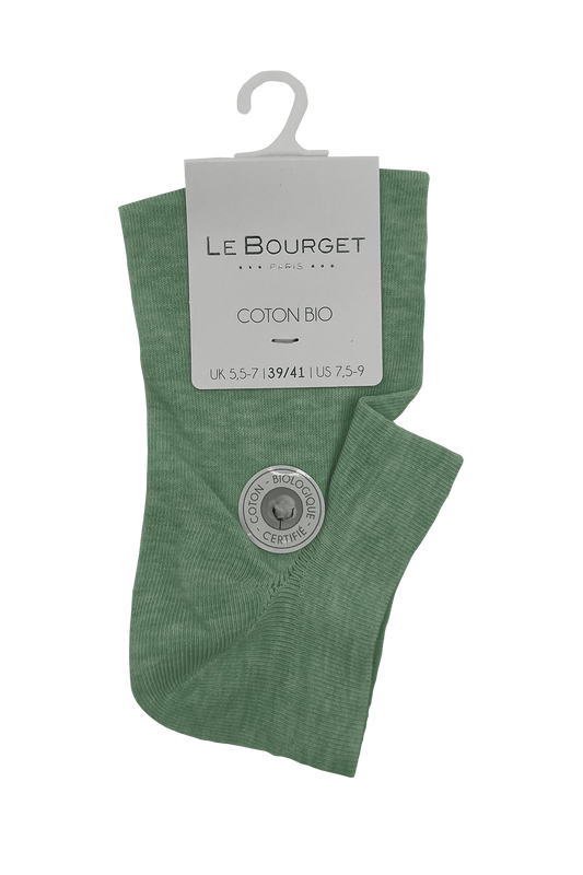 Socquettes Ultra-Courtes en Coton Bio - Vert Chiné