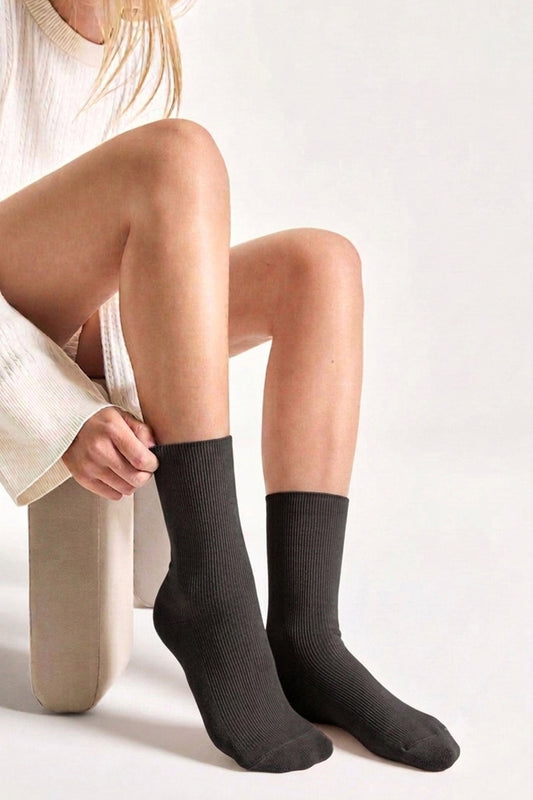Chaussettes Fines Côtes Non Comprimante en Coton Bio - Anthracite
