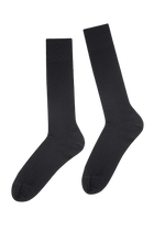 Chaussettes Hautes Fines Côtes en Fil d'Écosse - Noir