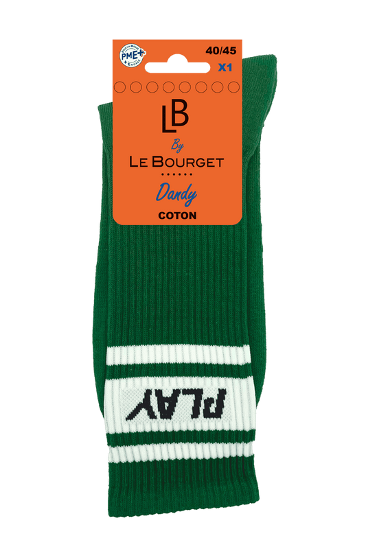 Chaussettes Fantaisies "PLAY" en Coton - Vert Gazon