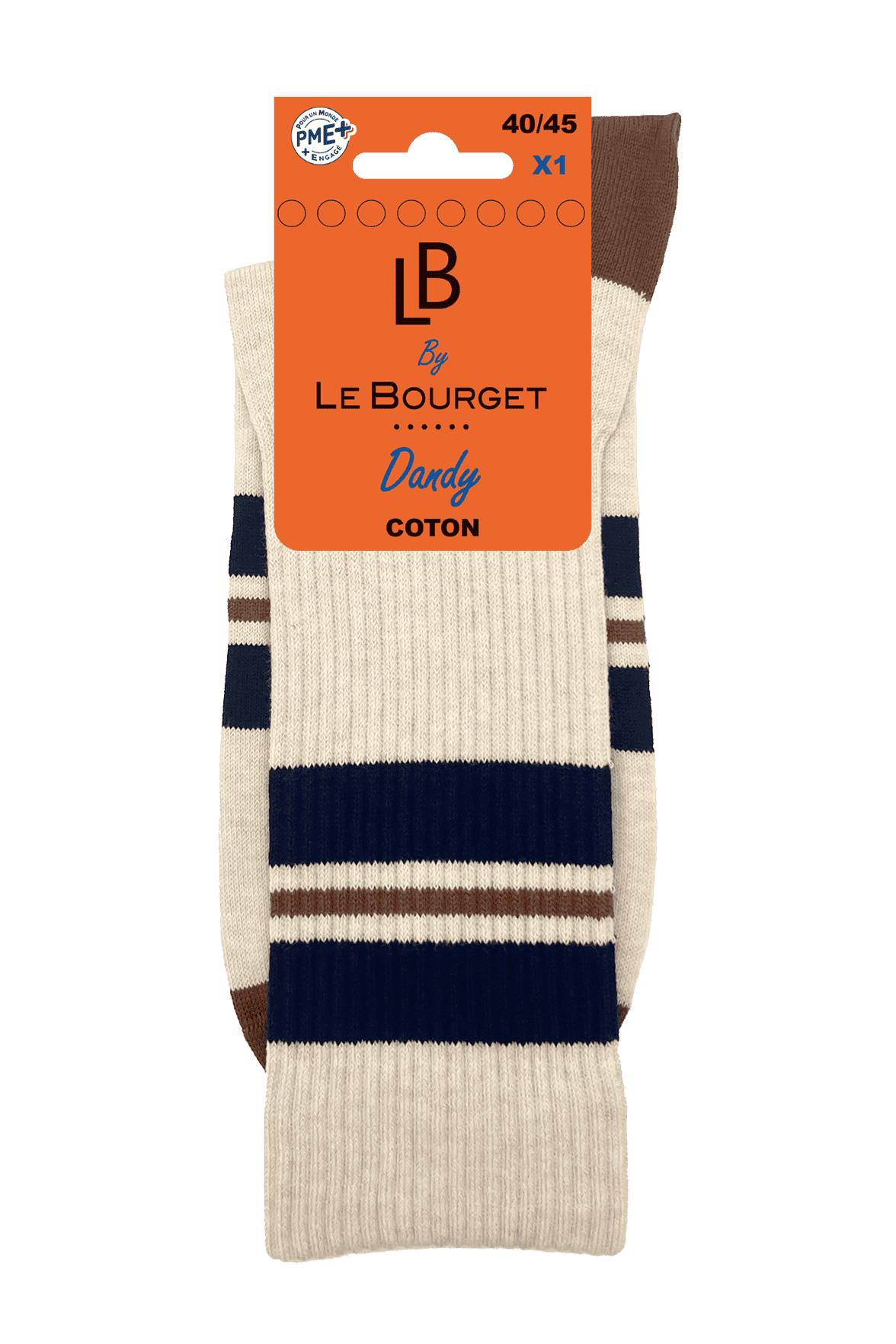 Chaussettes Fantaisies Lignes Sportives - Beige Chiné