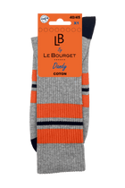 Chaussettes Fantaisies Lignes Sportives - Gris Chiné