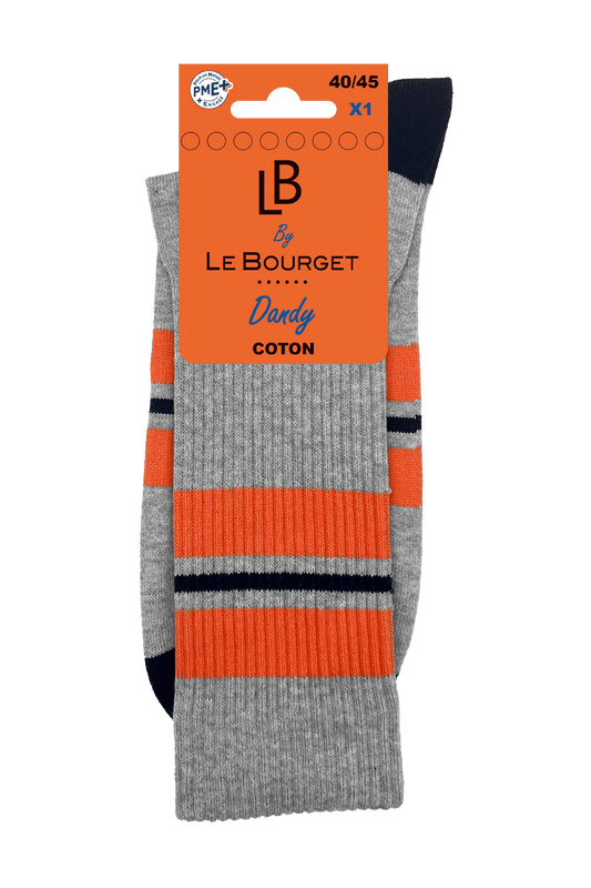 Chaussettes Fantaisies Lignes Sportives - Gris Chiné
