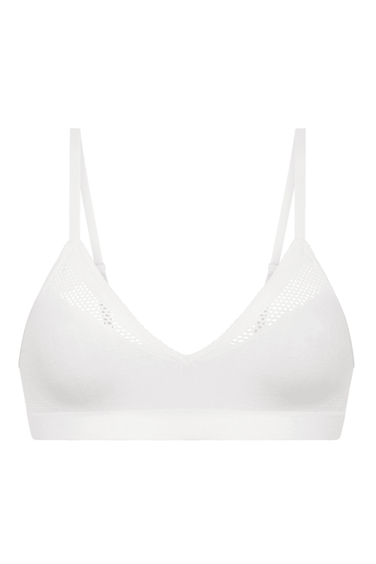 Brassière Bretelles Fines Maille Jacquard et  Finition Dentelle Oh Mademoiselle - Blanc
