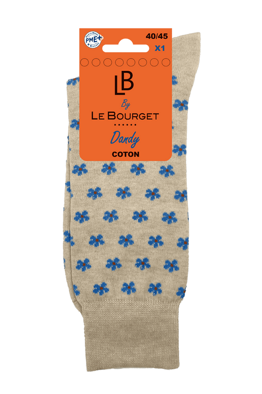 Chaussettes Fantaisies Mélange Fleuri - Beige Chiné