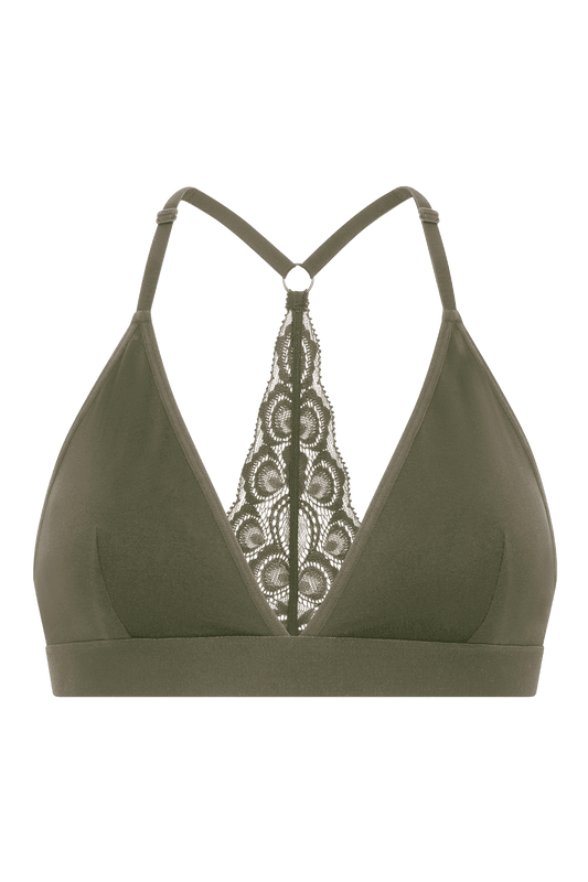 Brassière Bretelles Fines Dos Dentelle Oh Mademoiselle - Kaki