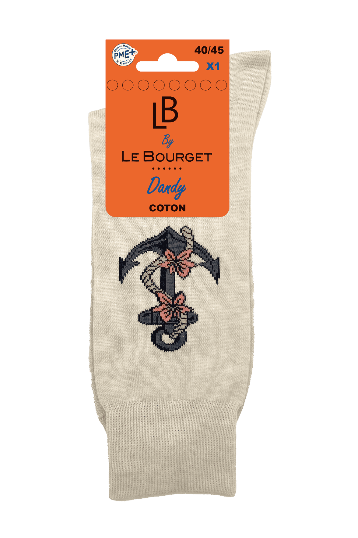 Chaussettes Fantaisies Homme Encre Marine - Beige Chiné