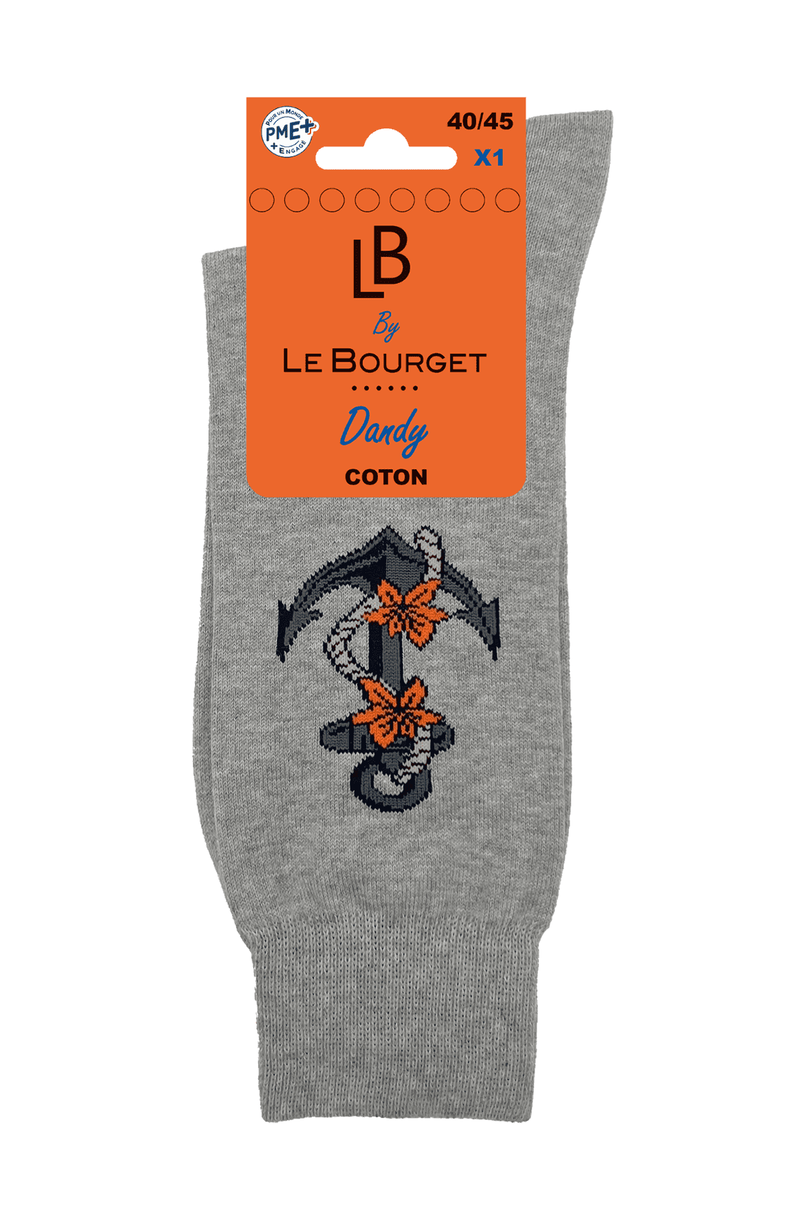 Chaussettes Fantaisies Homme Encre Marine - Gris Chiné