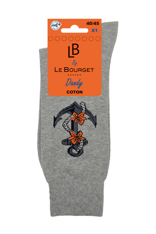 Chaussettes Fantaisies Encre Marine - Gris Chiné