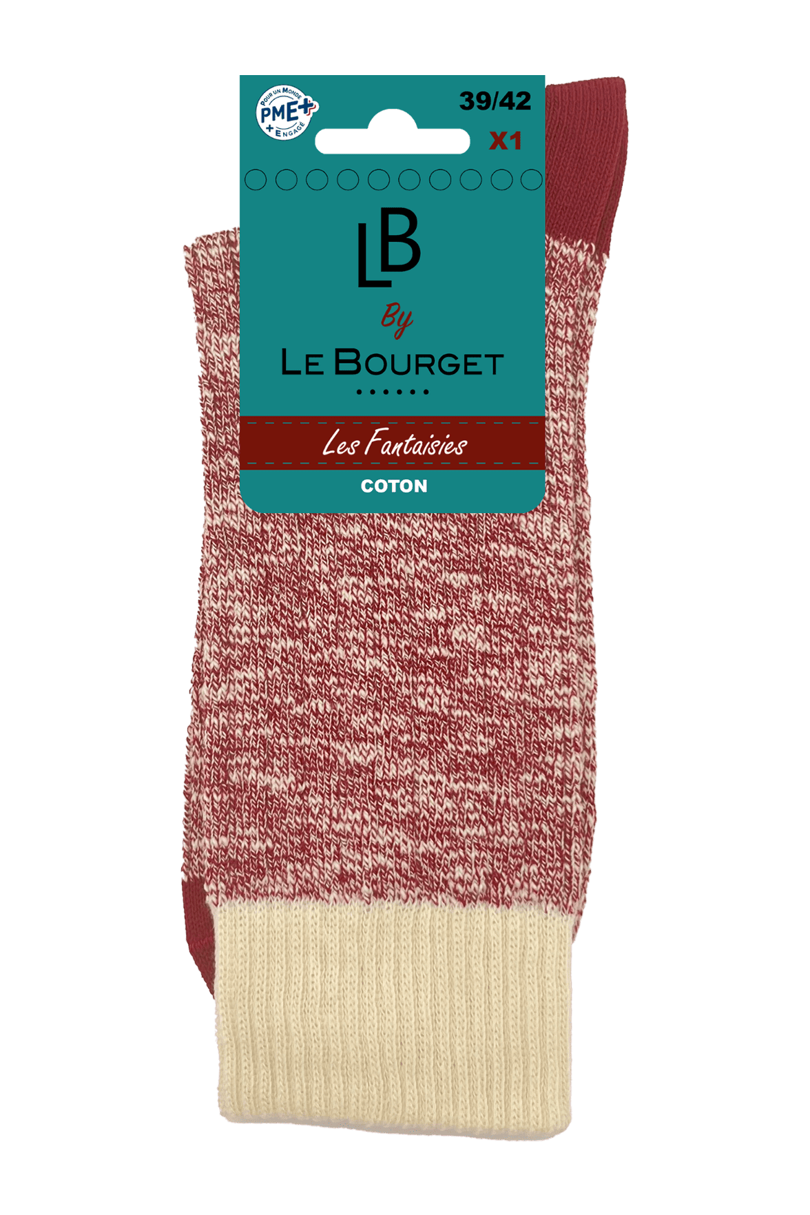 Chaussettes Fantaisies Homme Esprit Chiné - Rouge Foncé Chiné