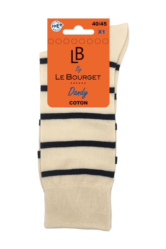 Chaussettes Fantaisies Marinière - Écru Bleu