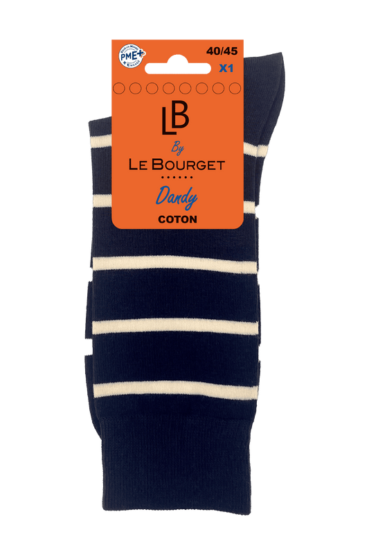 Chaussettes Fantaisies Marinière - Marine Écru